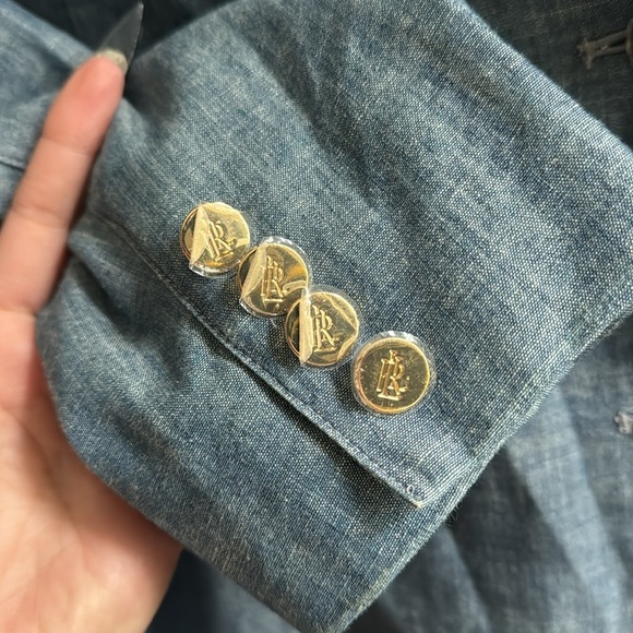 LAUREN RALPH LAUREN Women's Double-Breasted Chambray Blazer - Picture 10 of 12